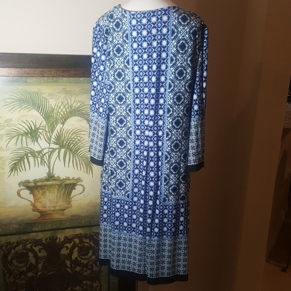 RONNI NICOLE Blue Printed Dress - Size 14 - Picture 2 of 5
